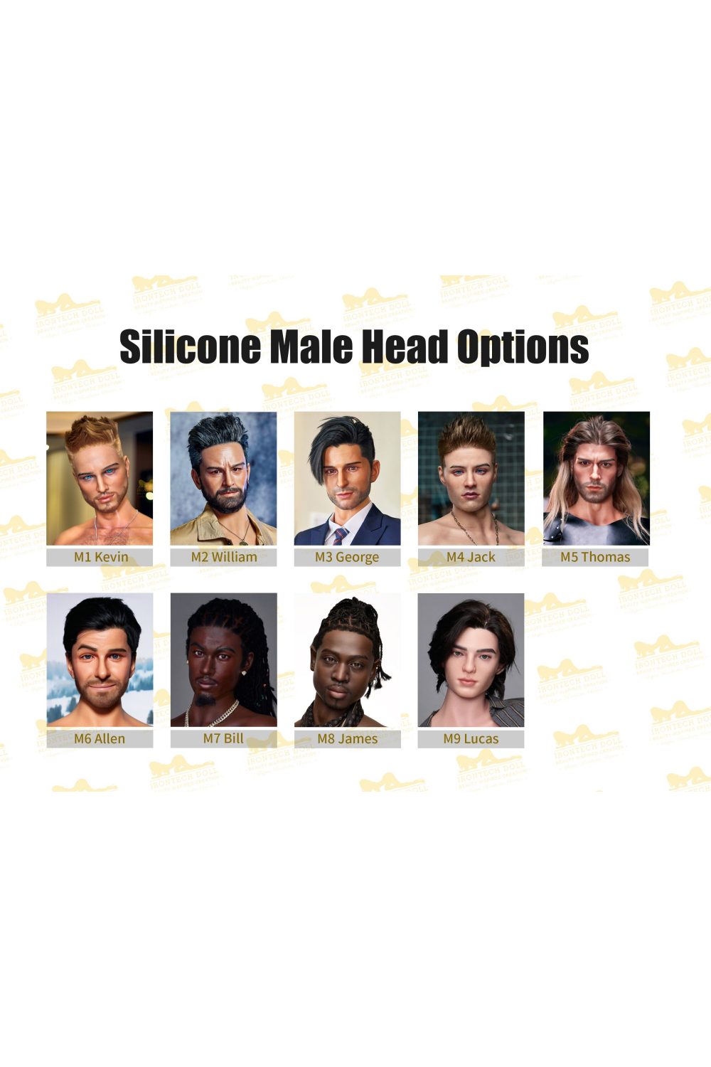 tête de poupée de sexe masculin en silicone